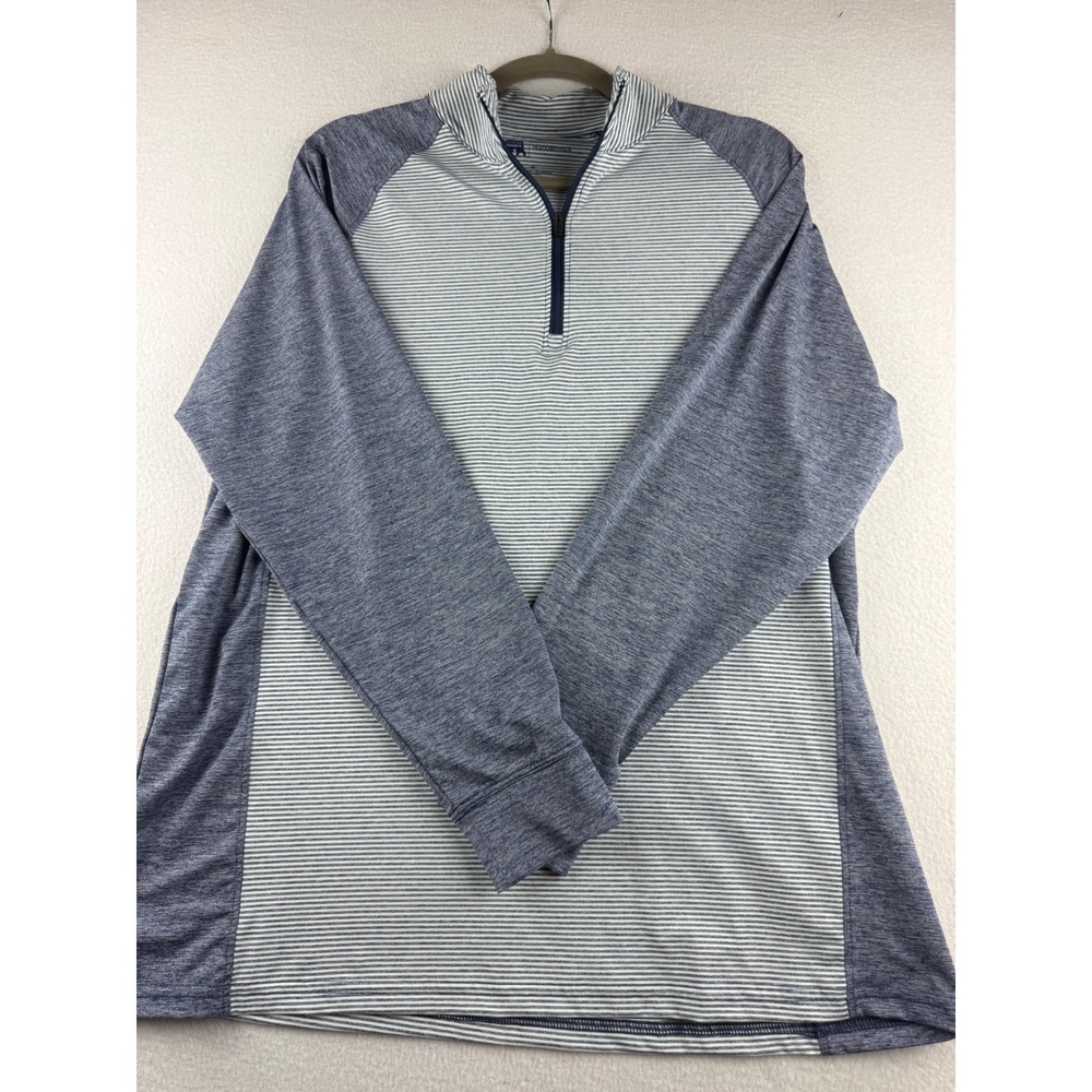 Onward Reserve Performance Mens 1/4 Zip Pullover Blue Striped Heathered Size M